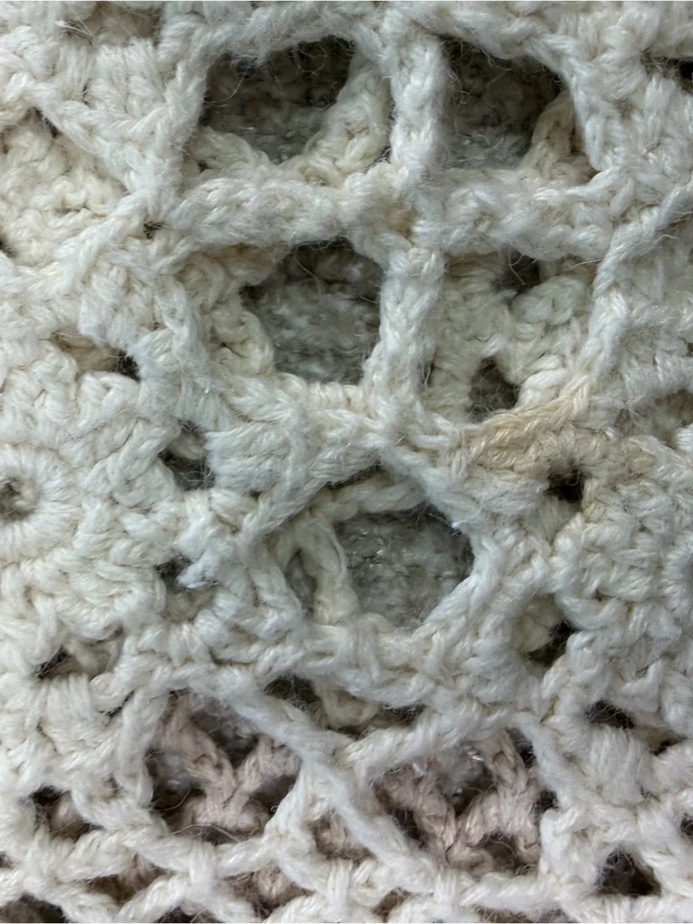 Vintage Neutral Crochet Patchwork Throw - Cream & Brown